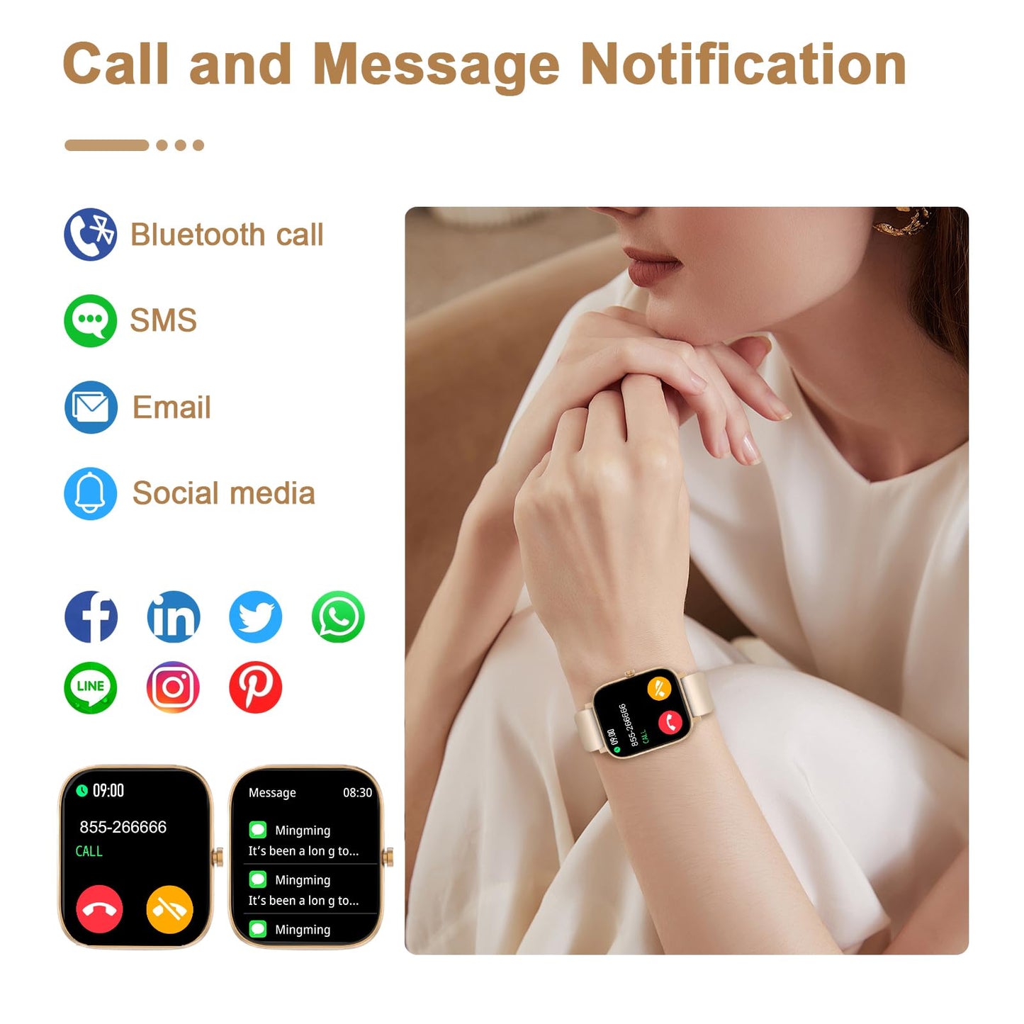 Smart Watch for Men Women Compatible with iPhone Samsung Android Phone 1.69 inch Full Touch Screen IP68 Waterproof Bluetooh Fitness Tracker Heart Rate/Sleep Monitor (Black)