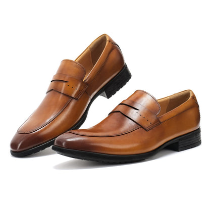 Men's Slip on Oxford Dress Shoes Classic Handmade Calfskin Manufacturing More Compact, Choose The Right Size to Modify The Foot Shape