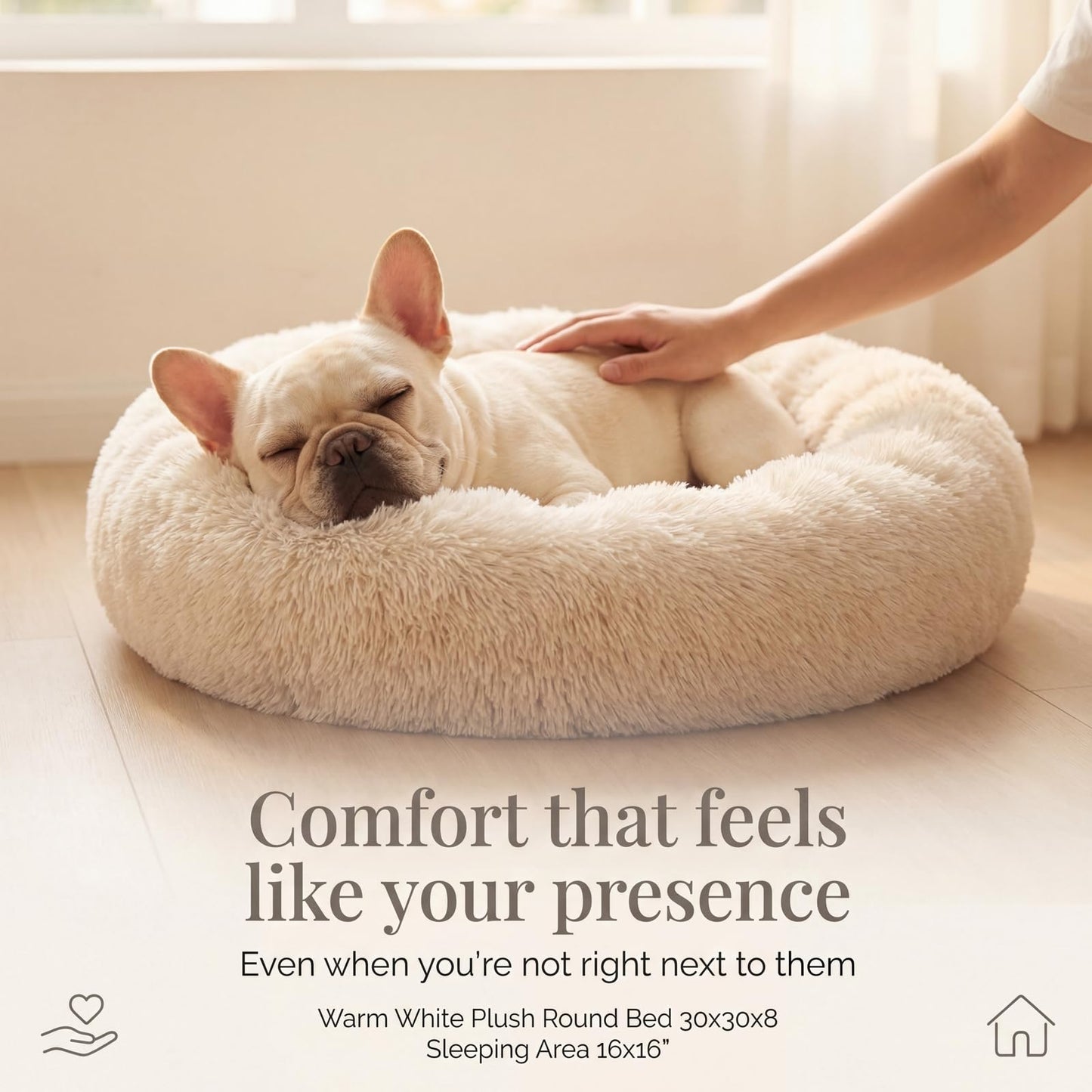 Small Calming Dogs Bed for Small Dogs Anti-Anxiety Machine Washable Fluffy Luxury Anti-Slip Waterproof Mute Base Warming Cozy Soft Pet Puppy Round Bed
