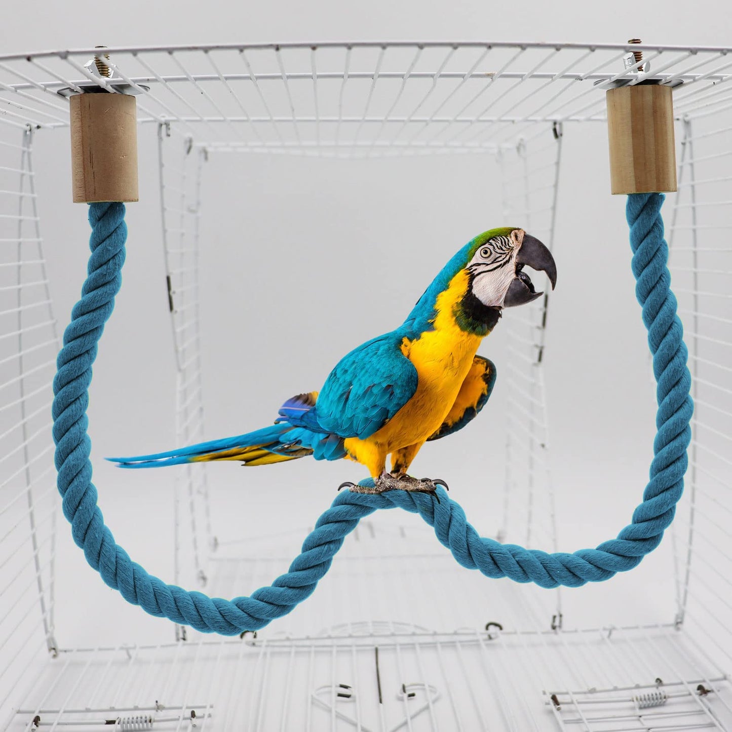 2 Pack Bird Hemp Rope Perch Swing, Bird Cage Stand Pole Accessories, Paw Grinding Standing Climbing Perch for Parrot, Parakeet, Budgies, Lovebirds(23.62"/60 cm)
