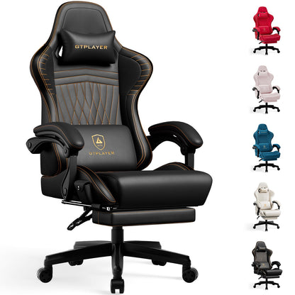 GTPLAYER Gaming Chair for Adults, Ergonomic Computer Game Chairs with Speakers, Footrest & Linkage Armrest, Reclining High Back Silla Gamer for Home Office, Ace Pro, Off-White