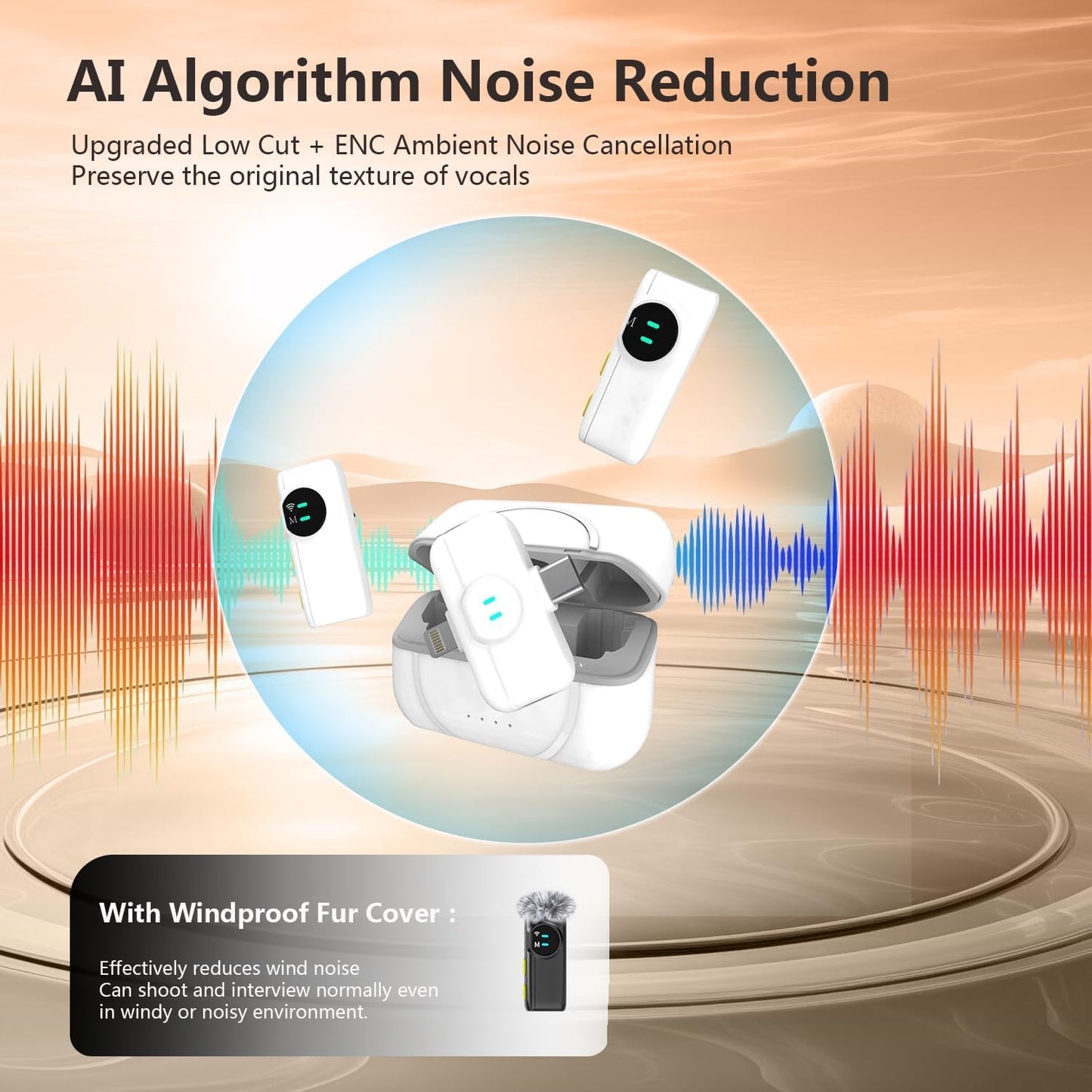 MAYBESTA Wireless Mini Microphone for iPhone, Android Phone - 2 Pack Lavalier Lapel Mic for Audio Video Recording - Clip on Content Creator Microphones for YouTube Tiktok Podcast Vlogging