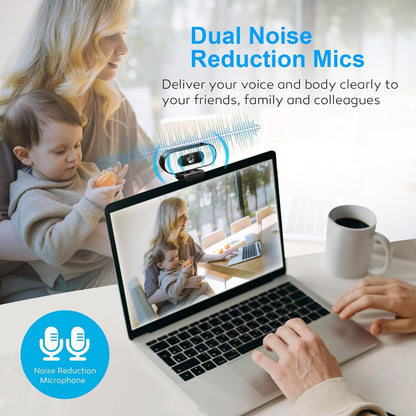 W4 2K Autofocus Webcam with Dual Mics & LED Light, 1080P 60fps/2K 50fps, USB Streaming Camera for PC, Laptop, Switch 2, Desktop - Plug and Play