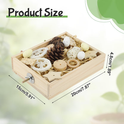 Bird Foraging Toys Box, Wooden Foraging and Shredding Toy for Birds, Bird Box for Mental Stimulation, Wood Colour
