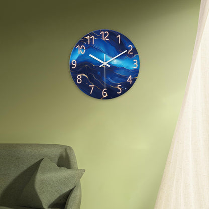 White Marble Glass Wall Clocks Battery Operated 12 Inch Abstract Decorative Analog Wall Clocks for Living Room Bedroom Office Silent Wall Clock Modern