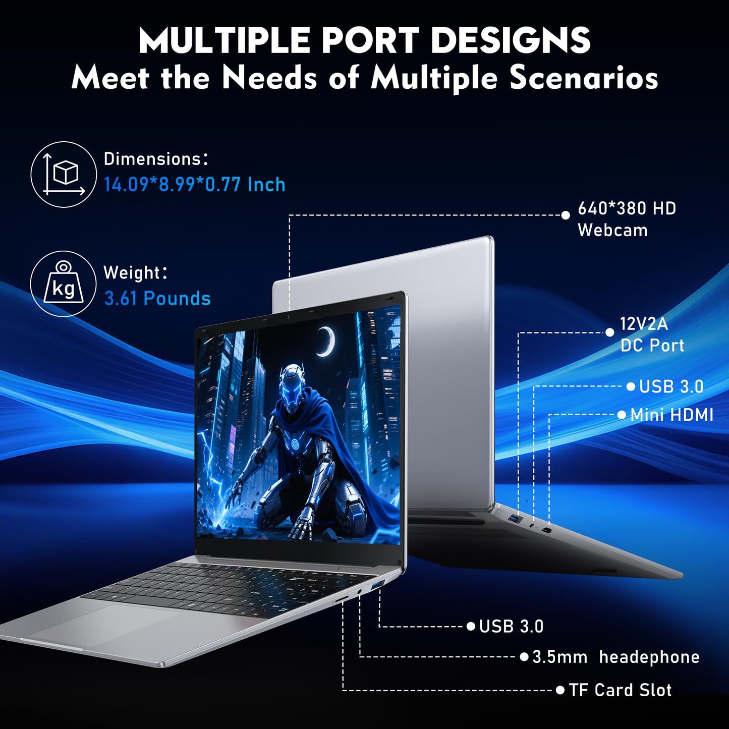 NIAKUN Laptop, Window 11 Pro Laptop Computer 2026, 15.6 Inch Lap Top, 16GB RAM 256GB SSD PC, M3-6Y30 Processor, FHD Display, WIFI5, BT4.2, Webcam, Office 365 for Business, School, Work, Student, Gray