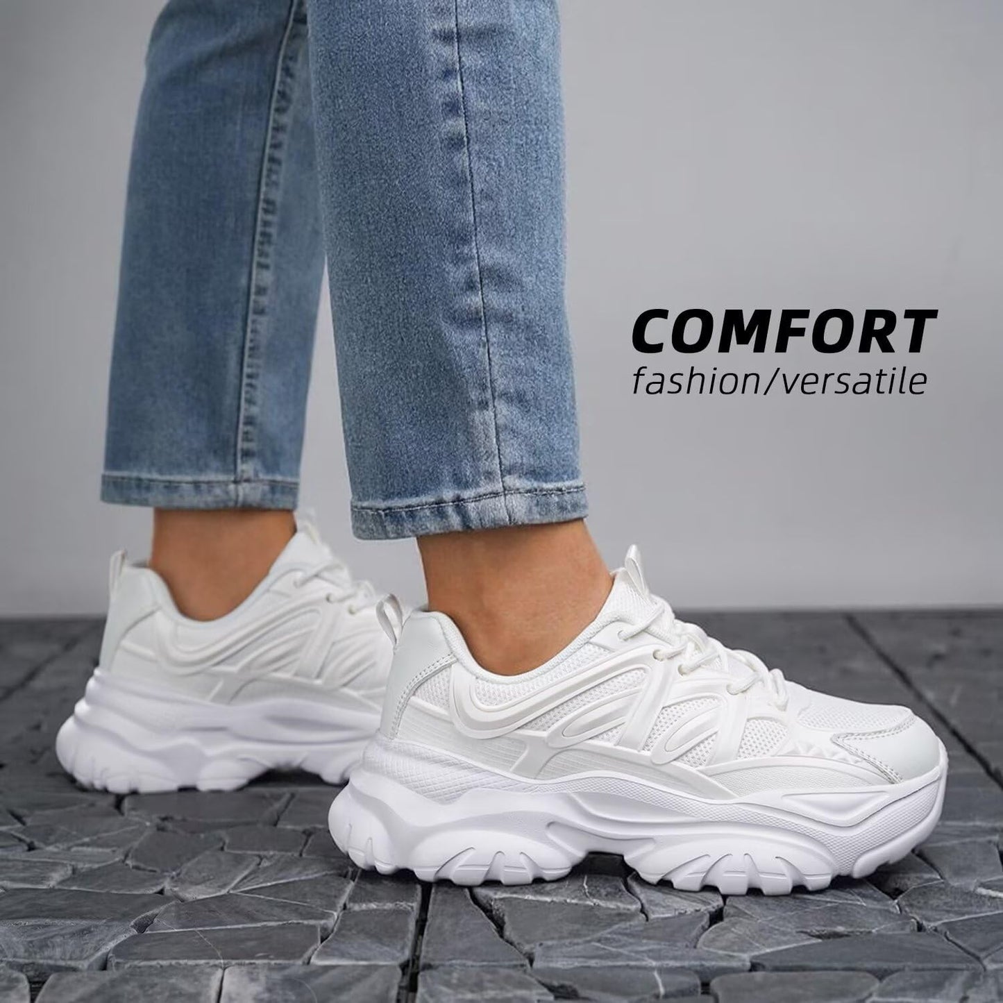 Women's Road Running Shoes Non Slip Ladies Walking Fashion Athletic Chunky Sneakers Work Gym Comfort Lightweight Mesh Soft Sole
