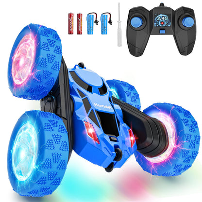 Hamdol Remote Control Car for Kids, 360° Rotating Double-Sided RC Car with LED Headlights, 4WD 2.4GHz Electric Rechargeable Toy Vehicle for Boys and Girls, Perfect Birthday