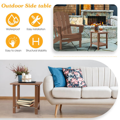 Apolimi Adirondack Outdoor Side Table, 2-Tier Sturdy Patio End Table Weather Resistant, 16.5" Solid Side Table for Patio, Pool, Porch