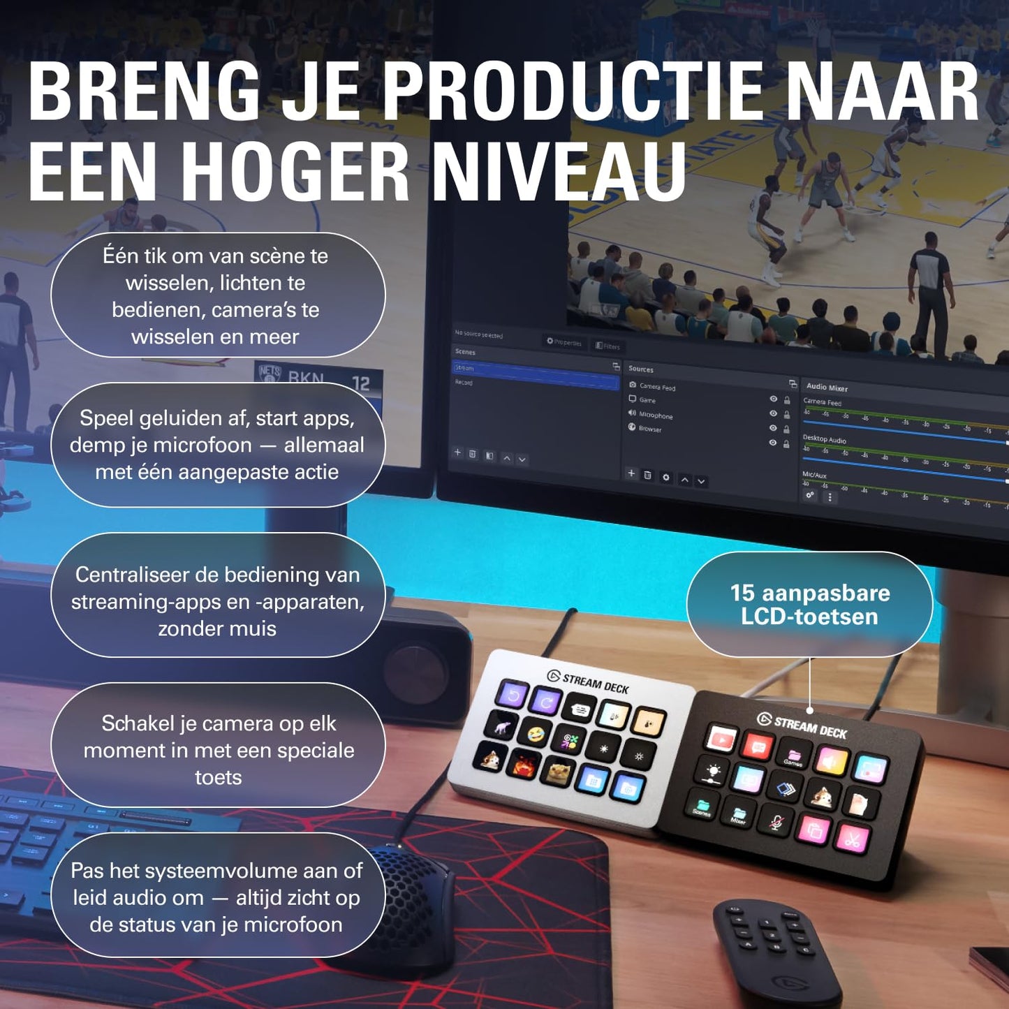 Elgato Stream Deck MK.2 Studio Controller, 15 Macro Keys | Trigger actions in OBS, Twitch, YouTube and more, Visual feedback, Hundreds of plugins, Works with Mac and PC