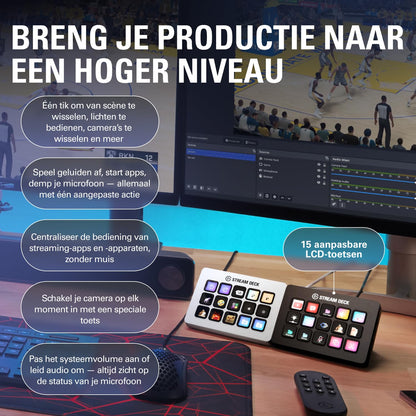 Elgato Stream Deck MK.2 Studio Controller, 15 Macro Keys | Trigger actions in OBS, Twitch, YouTube and more, Visual feedback, Hundreds of plugins, Works with Mac and PC