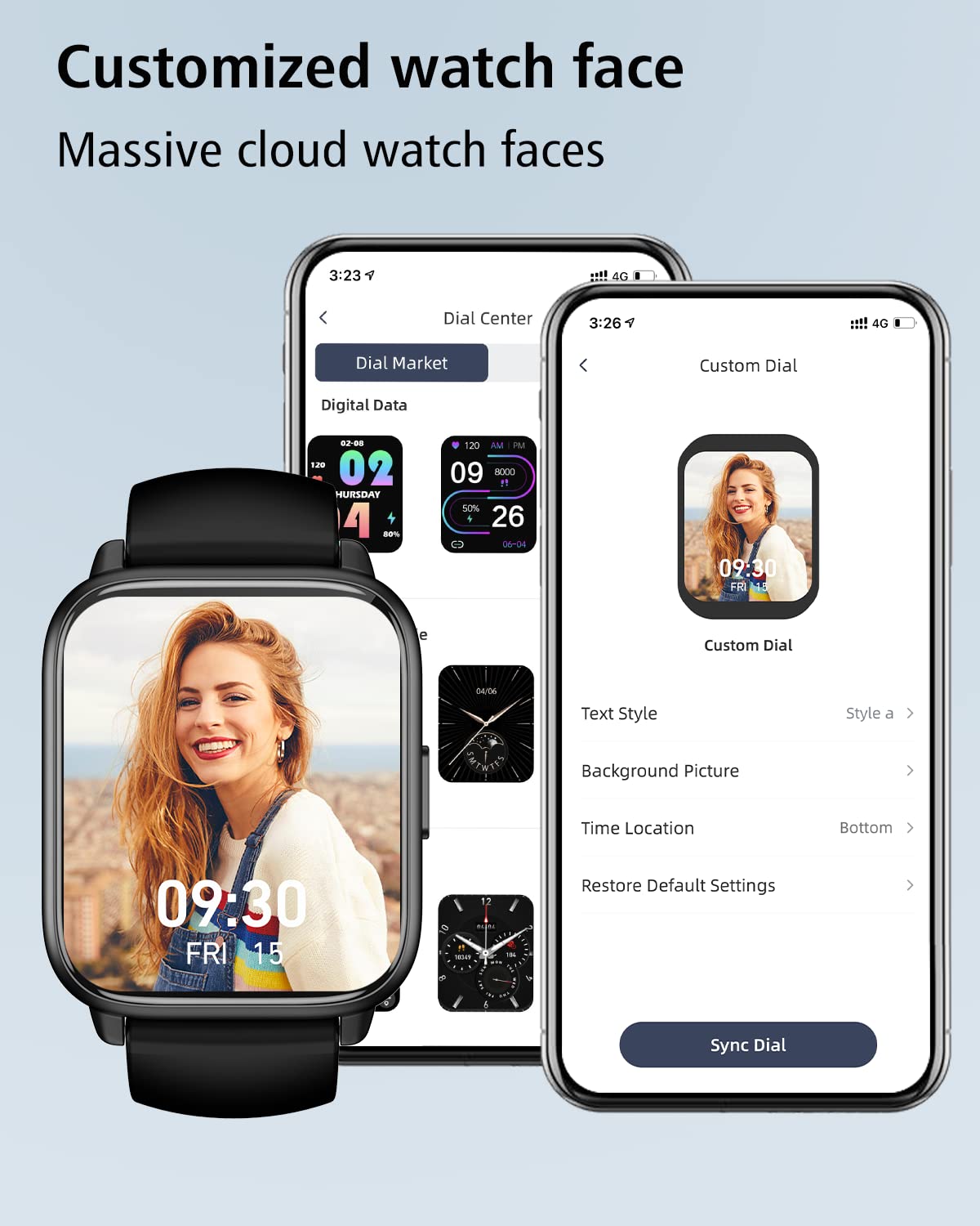 RUIMEN Smart Watches for Women Men (Answer/Make Calls, 2 Bands Included), 1.8" Smartwatch for iOS/Android Phones, Fitness Tracker Heart Rate/Sleep Monitor Digital Watch Waterproof Milky White