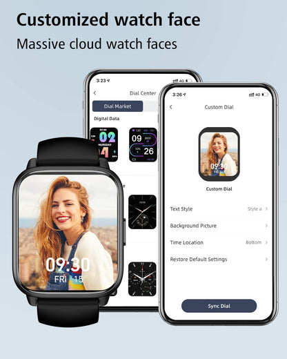 RUIMEN Smart Watches for Women Men (Answer/Make Calls, 2 Bands Included), 1.8" Smartwatch for iOS/Android Phones, Fitness Tracker Heart Rate/Sleep Monitor Digital Watch Waterproof Milky White