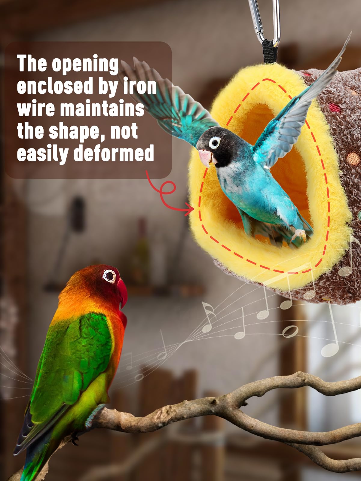 Large Winter Warm Bird Nest House, Comfortable Bird Bed for Cage with Mat, Hanging Hammock Shed Hideaway Hut Gift for Macaws African Grey Amazon Parrots