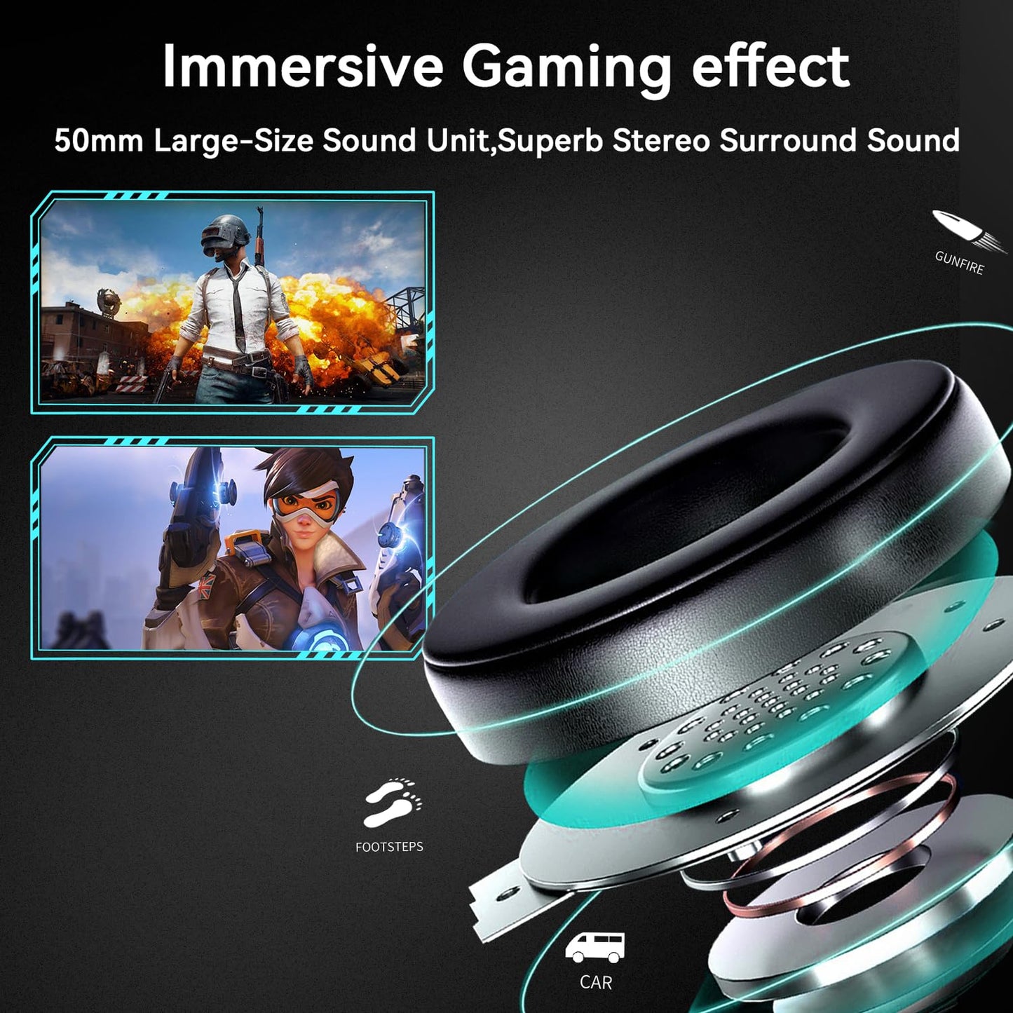 Jimonyer Gaming Headset for PS5 PS4 Xbox Series X|S PC Switch, 7.1 Surround Sound Over Ear Headphones with Noise Canceling Mic, RGB LED Light, Soft Memory Earmuffs Headset for Gaming or Work (Blue)