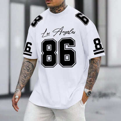 Graphic Tees Men Oversized Streetwear Tshirts for Men Number Los Angeles Print Jerseys Shirt Casual Tee Top