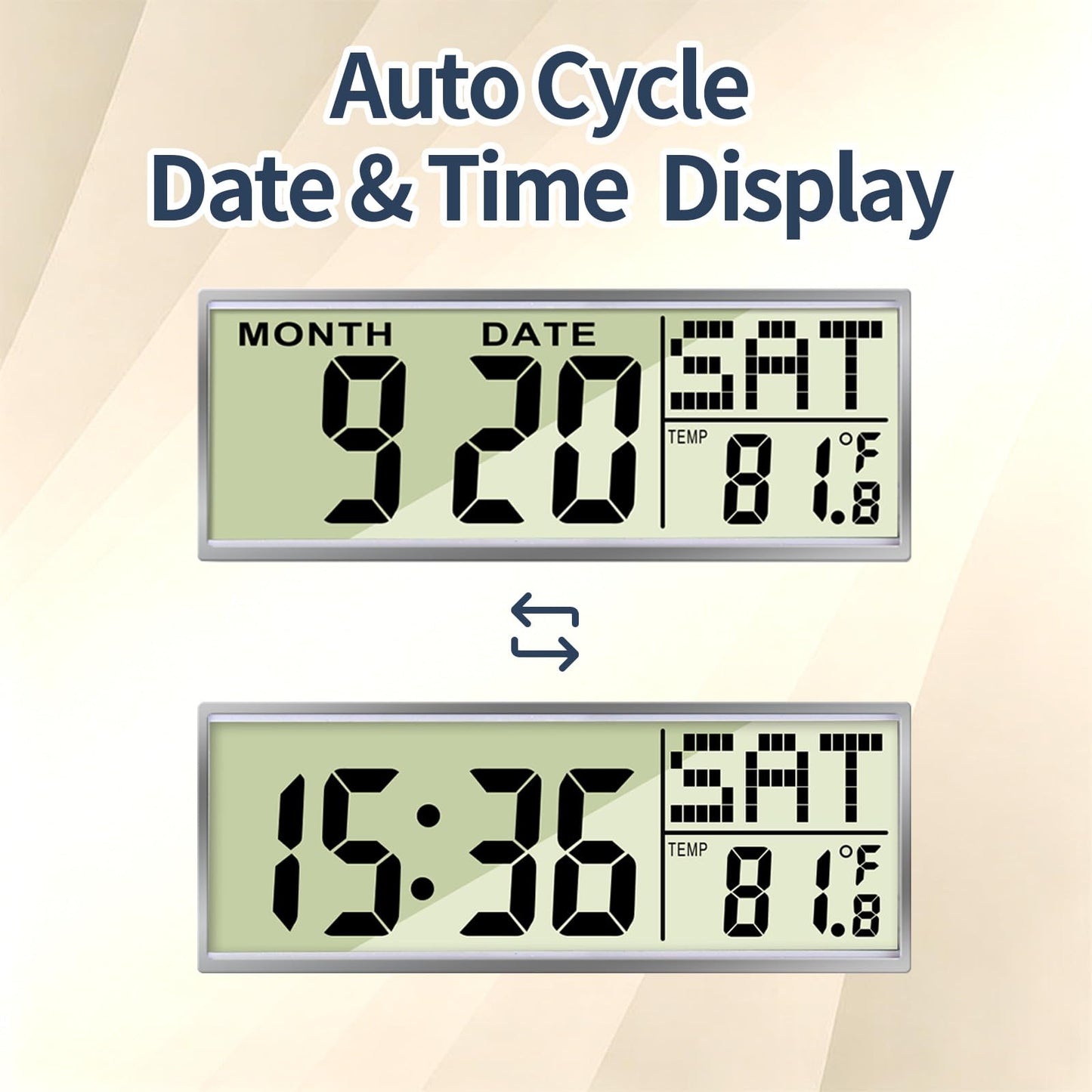 Wilderness Sunset Wall Clock, 12 Inch Silent Non-Ticking Battery Operated Analog Clock with LCD Date Day Temp Display, Decorative for Living Room, Bedroom, Kitchen, Office, Farmhouse, Cabin