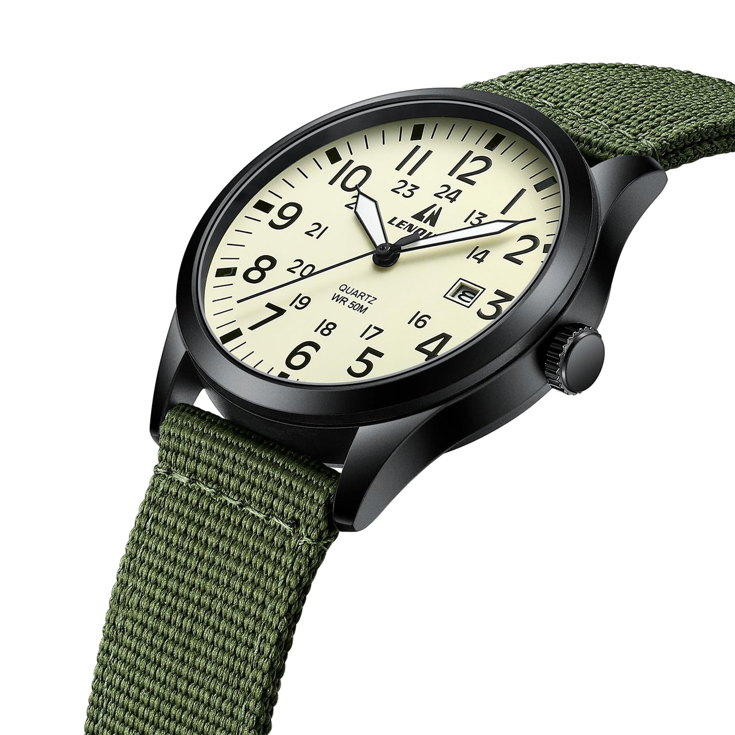 LN LENQIN Mens Watches Unisex Military Sport Nylon Strap Stylish Luminous Fashion Analog Quartz Watch for Men Waterproof Army Tactical Casual Wristwatch