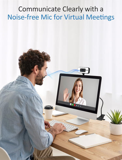 Webcam for PC, 4K Streaming Camera with Light, Web Camera for Desktop/Laptop Computer Webcam with Microphone, Plug and Play USB Web Cam with Bracket, for Video Calls and Meetings (black) (Black)