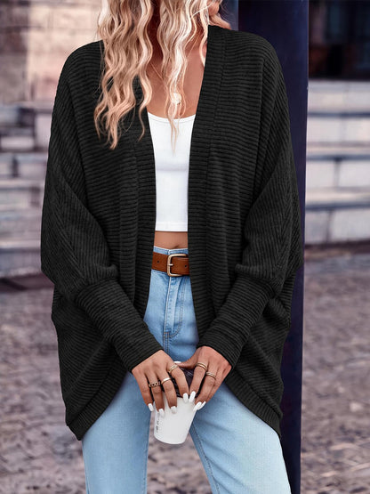 PRETTYGARDEN Batwing Long Sleeve Lightweight Cardigan Sweaters for Women | Casual Open Front Long Cardigans, Loose Fit Soft Ribbed Knit Light Weight Sweater, Fashion Early Fall Clothes, Travel Outfits