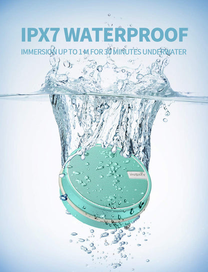 INSMY C12 IPX7 Waterproof Shower Bluetooth Speaker, Portable Small Speaker, Speakers Bluetooth Wireless Loud Clear Sound Support TF Card Suction Cup for Kayak Canoe Beach Gift (Black)