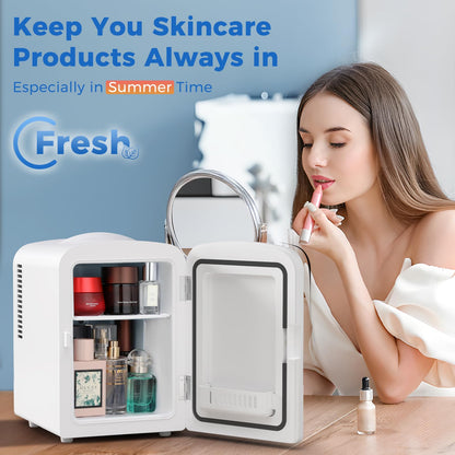 Antarctic Star Compact Refrigerator, Portable Mini Fridge, Skin Care 4L Capacity/6 Cans, for Bedroom, Car, Office & Dorm, Small Cooler for Cosmetics, Beverage and Food, Black