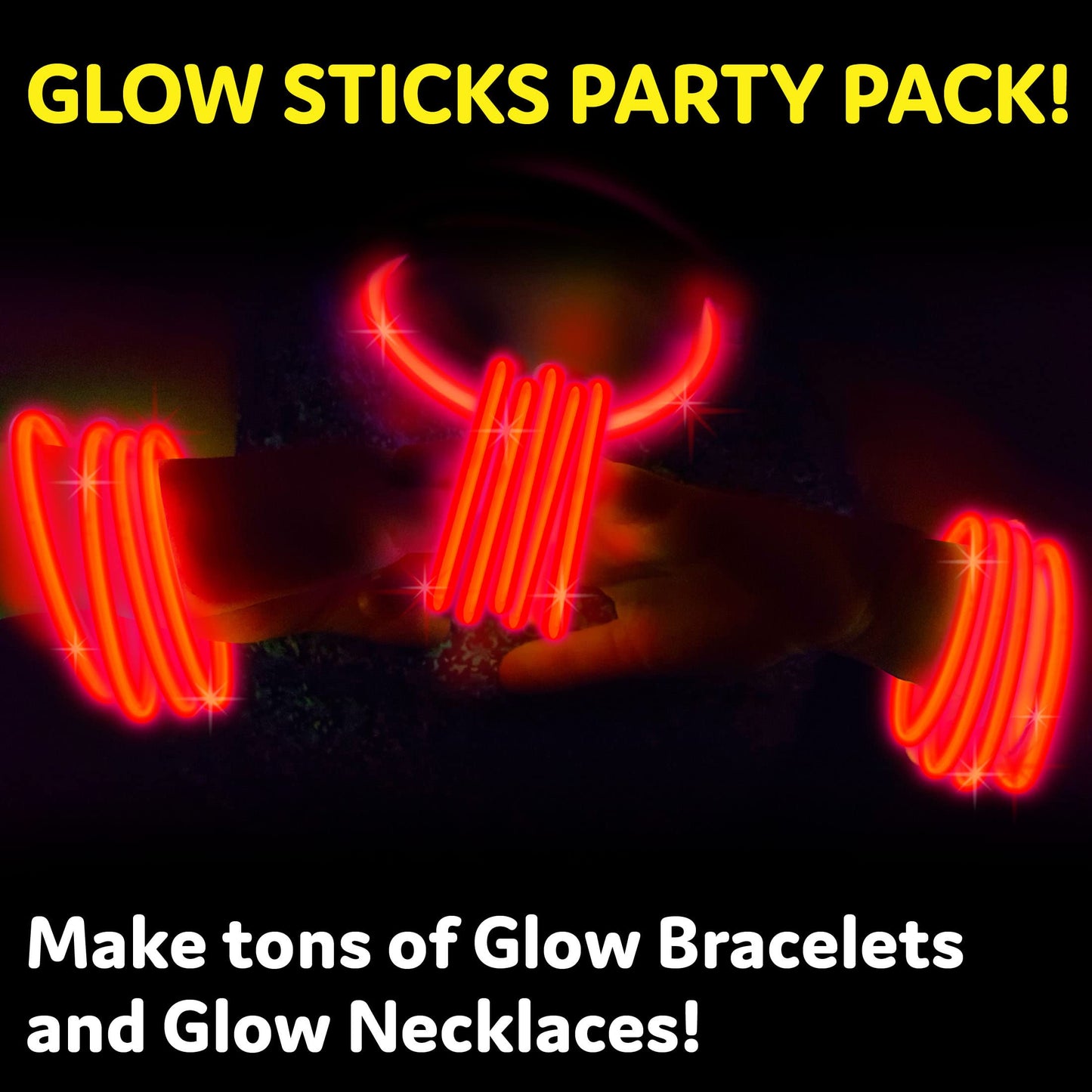 PartySticks Glow Sticks Party Supplies 100pk - 8 Inch Glow in the Dark Light Up Sticks Party Favors, Glow Party Decorations, Neon Party Glow Necklaces and Glow Bracelets with Connectors