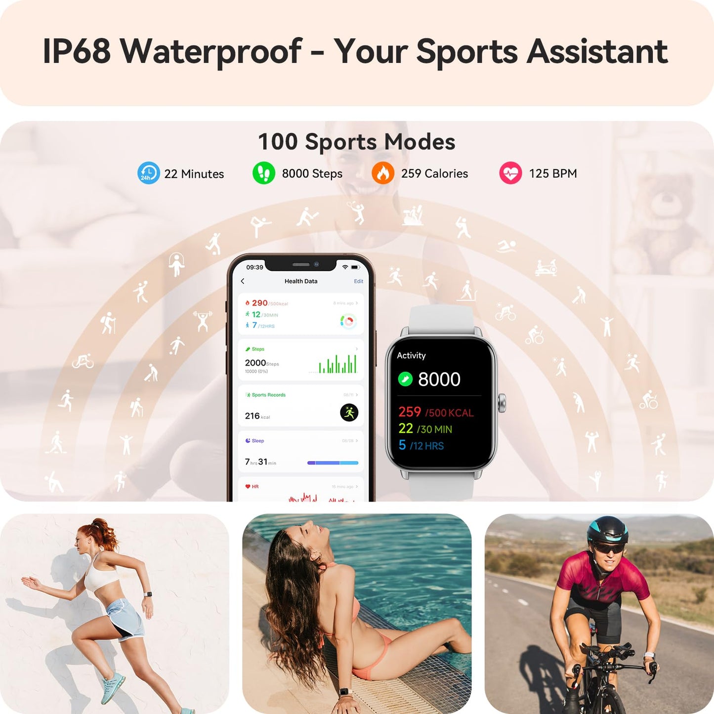 Smart Watch for Women Android & iPhone, Alexa Built-in, IP68 Waterproof Activity Fitness Tracker with Bluetooth Call (Answer/Make), 1.8" Smartwatch with Heart Rate/SpO2/Sleep Monitor, 100+ Sports Mode | Pink