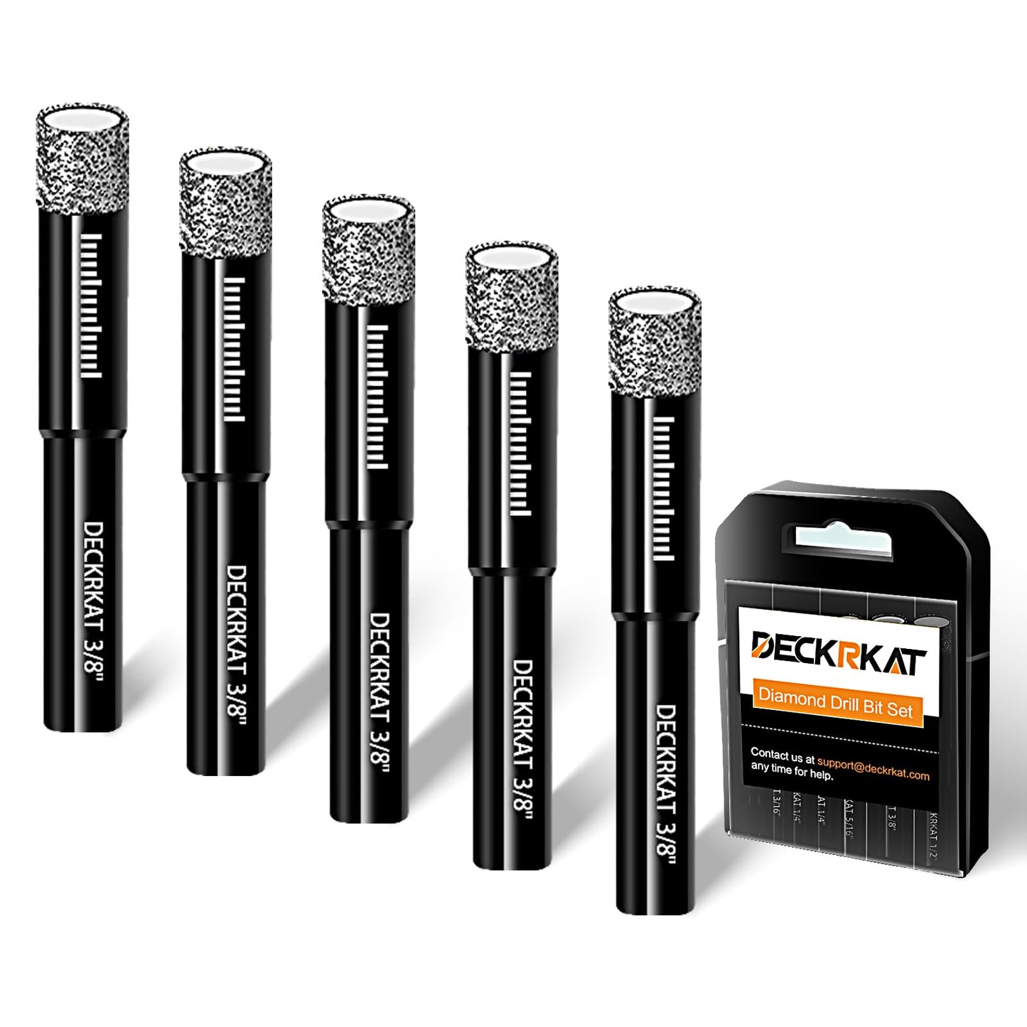 7 Piece Diamond Drill Bits Set, Core Drill Bits for Hard Materials - Tiles Ceramics Glass Stones – Built in Coolant, Fast Dry Drilling - Sizes 3/16" 1/4" 5/16" 3/8" 1/2" - Round Shank, Storage Case