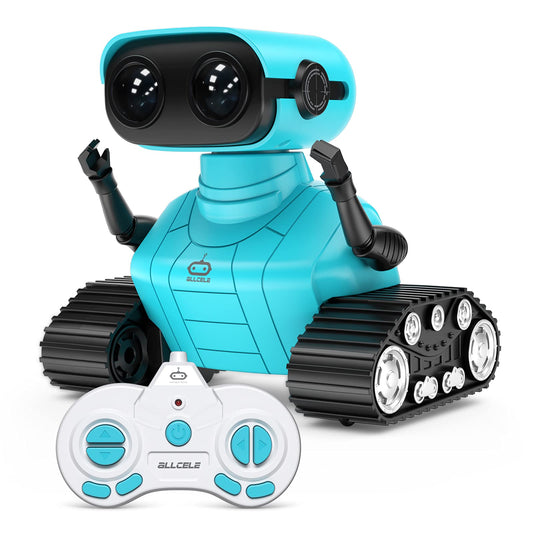 ALLCELE Girls Robot Toy, Rechargeable RC Robot for Kids, Remote Control Toy with Music and LED Eyes, Gift for Children Age 3 Years and Up - Pink