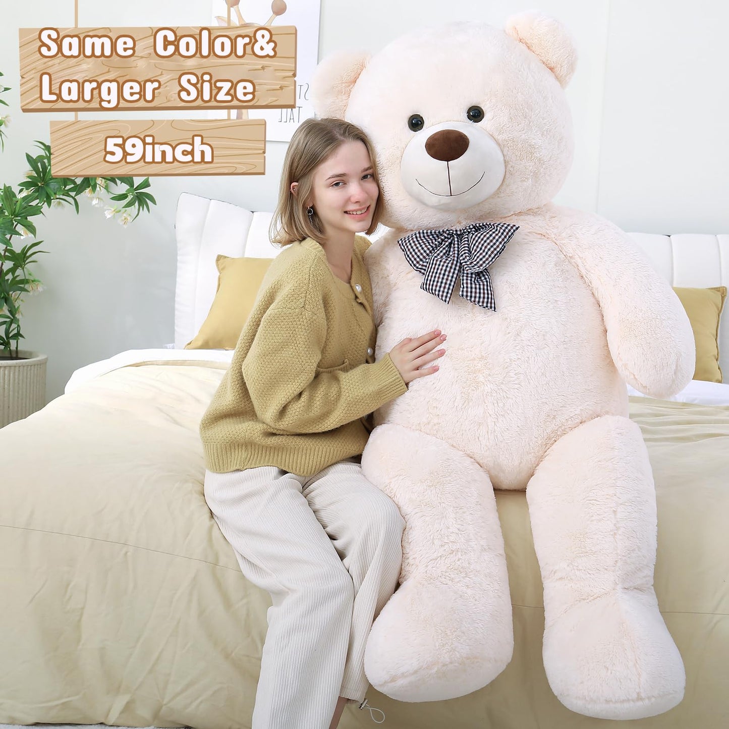 Toys Studio 47 Inch Big Teddy Bear Giant Stuffed Animal for Girls, 4 Feet Large Teddy Bear Baby Shower Party Decorations Kids Women Girlfriend Christmas Valentines Gifts, Light Brown