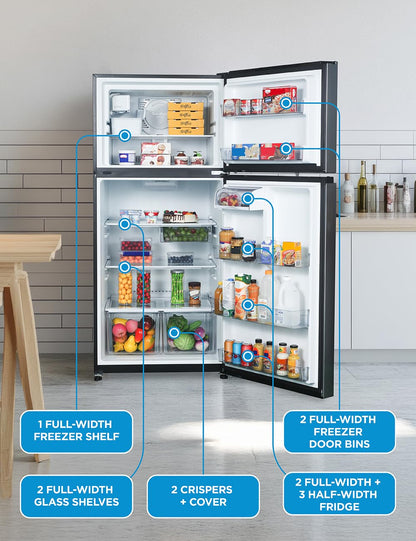 Commercial Cool 20 Cu. Ft. Top Mount Refrigerator with Freezer, 2-Door Refrigerator with Top Freezer and Adjustable Temperature Control, Ice Maker Ready, Energy Star Certified, Stainless Look