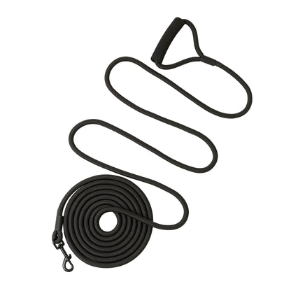 Mile High Life Dog Leash, 5FT x 1/2IN Black, with Padded Handle | Heavy-duty nylon rope leash with soft handle & steel tips. Comfortable grip for daily walks with small to large dogs.