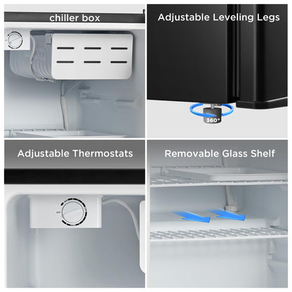 Midea WHS-65LB1 Mini Fridge, 1.6 Cu.ft Energy Star Certified Mini Refrigerator, Adjustable Thermostat, Reversible Door, Low Noise for Dorm, Office, Bedroom, Black