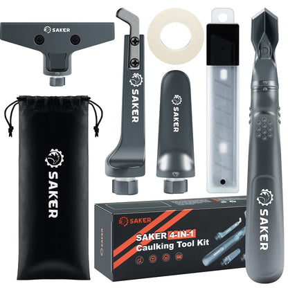 Saker Silicone Caulking Tool 3-in-1 Grout Removal Tool and Sealant Finishing Scraper with Stainless Steelhead, Caulk Remover and Seam Repair Kit for Bathroom, Kitchen, Floor, Window and Sink Joints