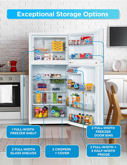 Commercial Cool 20 Cu. Ft. Top Mount Refrigerator with Freezer, 2-Door Refrigerator with Top Freezer and Adjustable Temperature Control, Ice Maker Ready, Energy Star Certified, Stainless Look