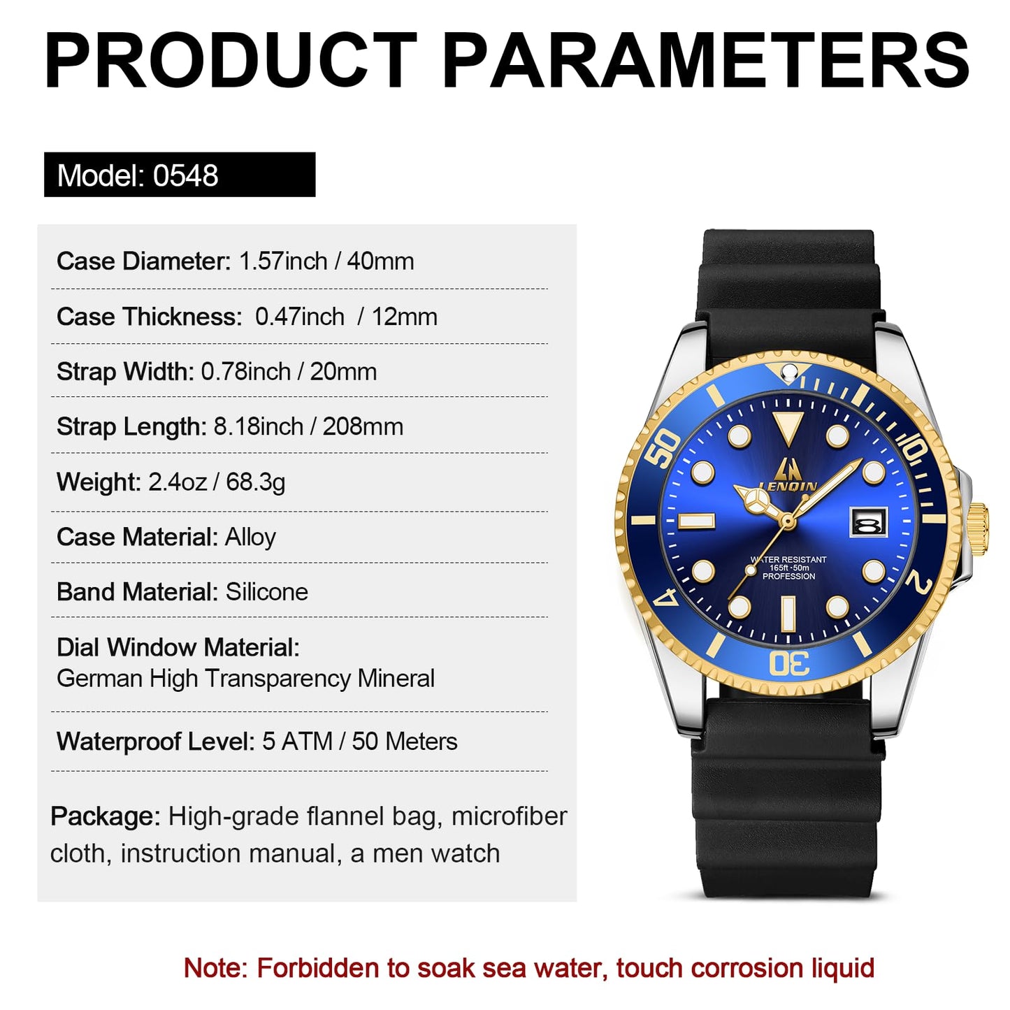 LN LENQIN Mens Watches Stainless Steel Waterproof Analog Quartz Watch for Men with Date Luminous Fashion Wristwatch