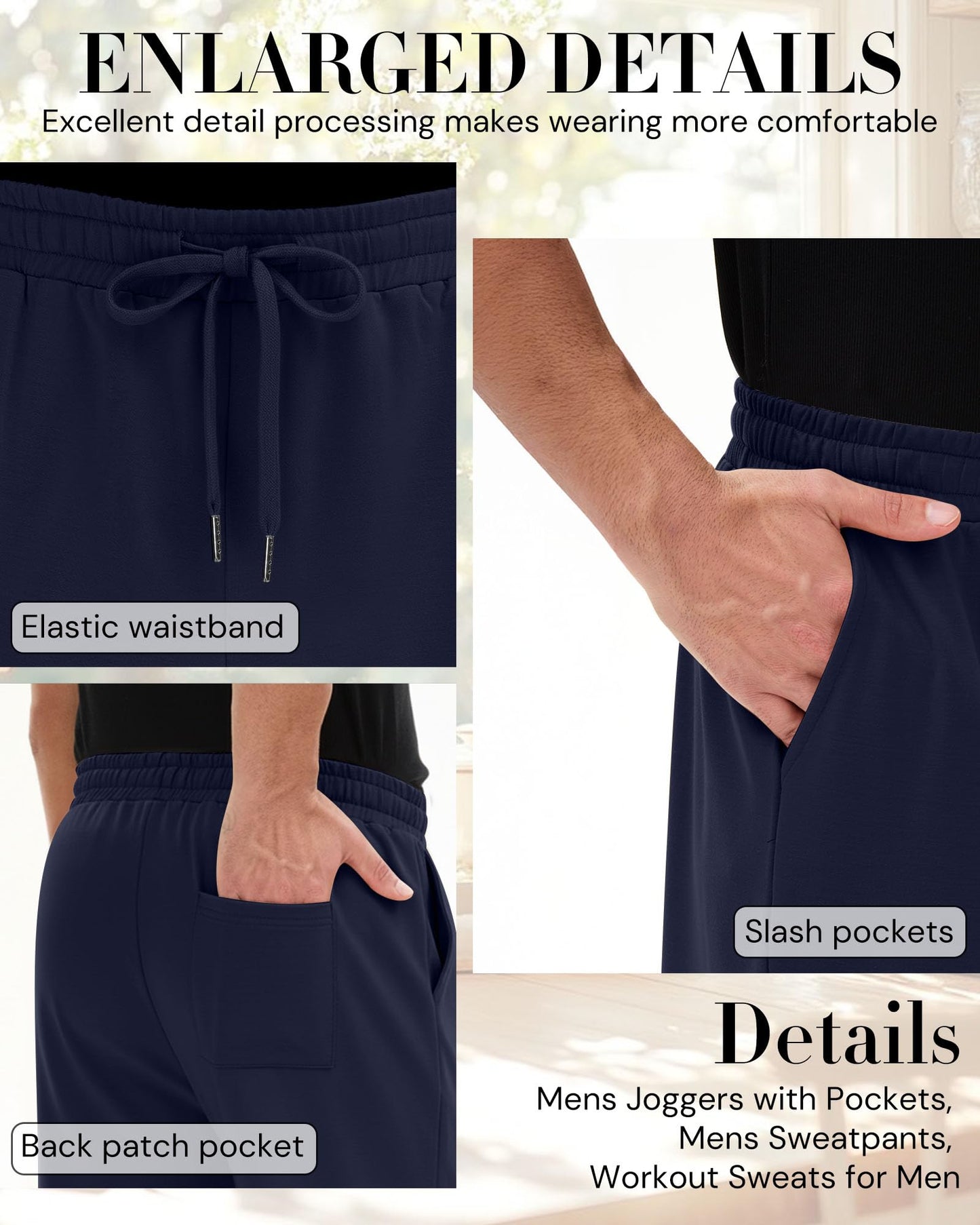 August Alley 4 Pack Mens Athletic Joggers Gym Workout Running Sweatpants Lounge Drawstring Track Sweat Pants with Pockets