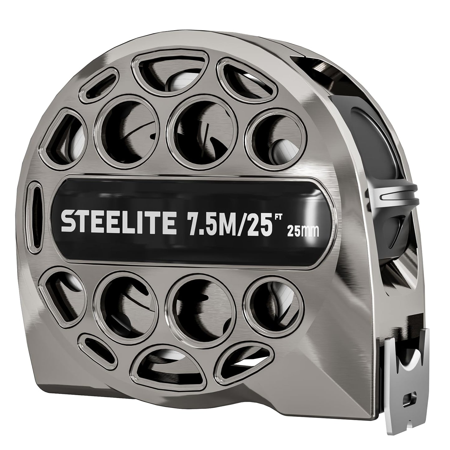 STEELITE Tape Measure 25'FT Stainless Steel Waterproof & Rustproof Retractable Measuring Tape with Hollow Design Carbon Fiber