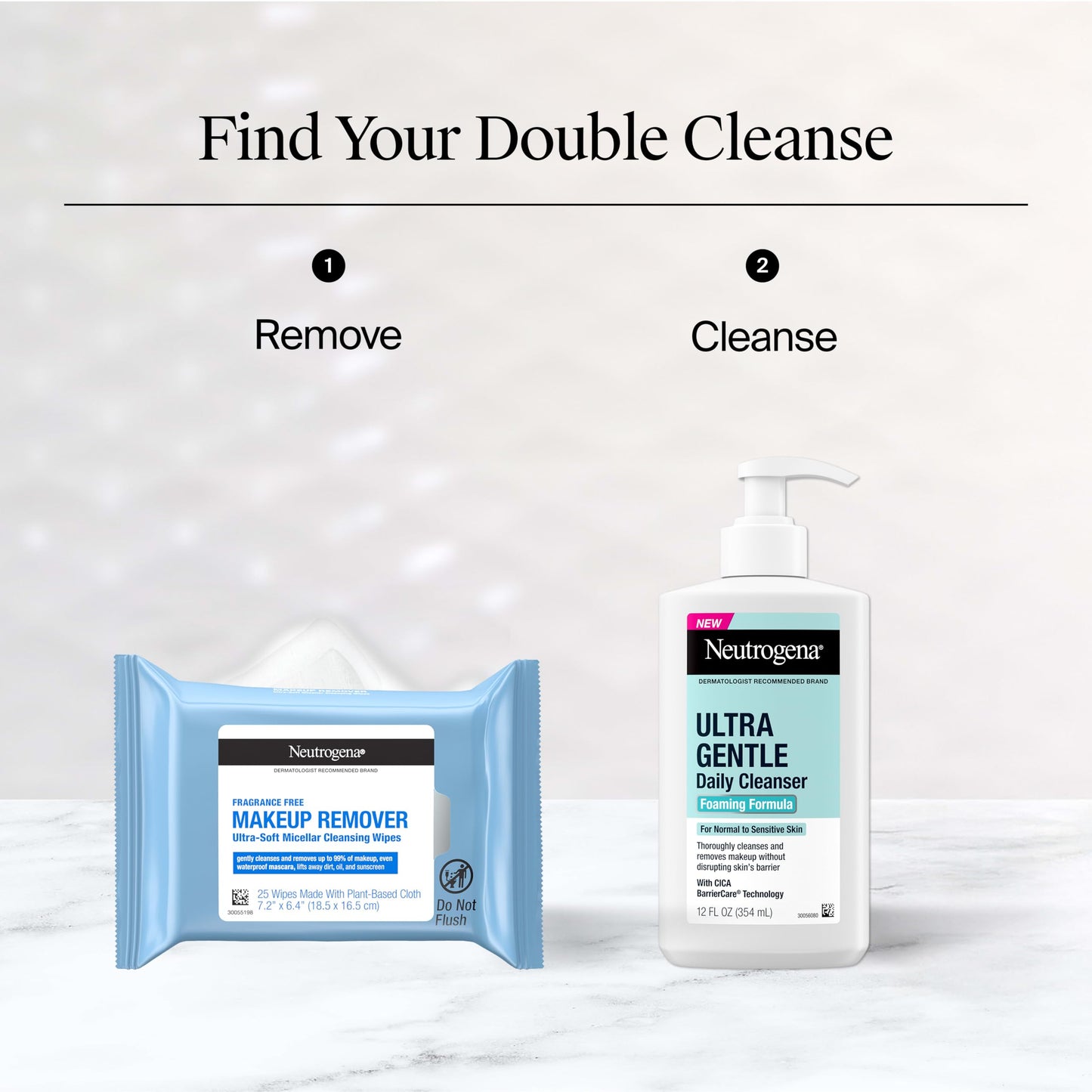 Neutrogena Makeup Remover Wipes for Face Daily Fragrance Free Gently Removes Oil Dirt and Waterproof Makeup in a Simple Fully Plant-Based Cloth, 2 pack of 25 ct
