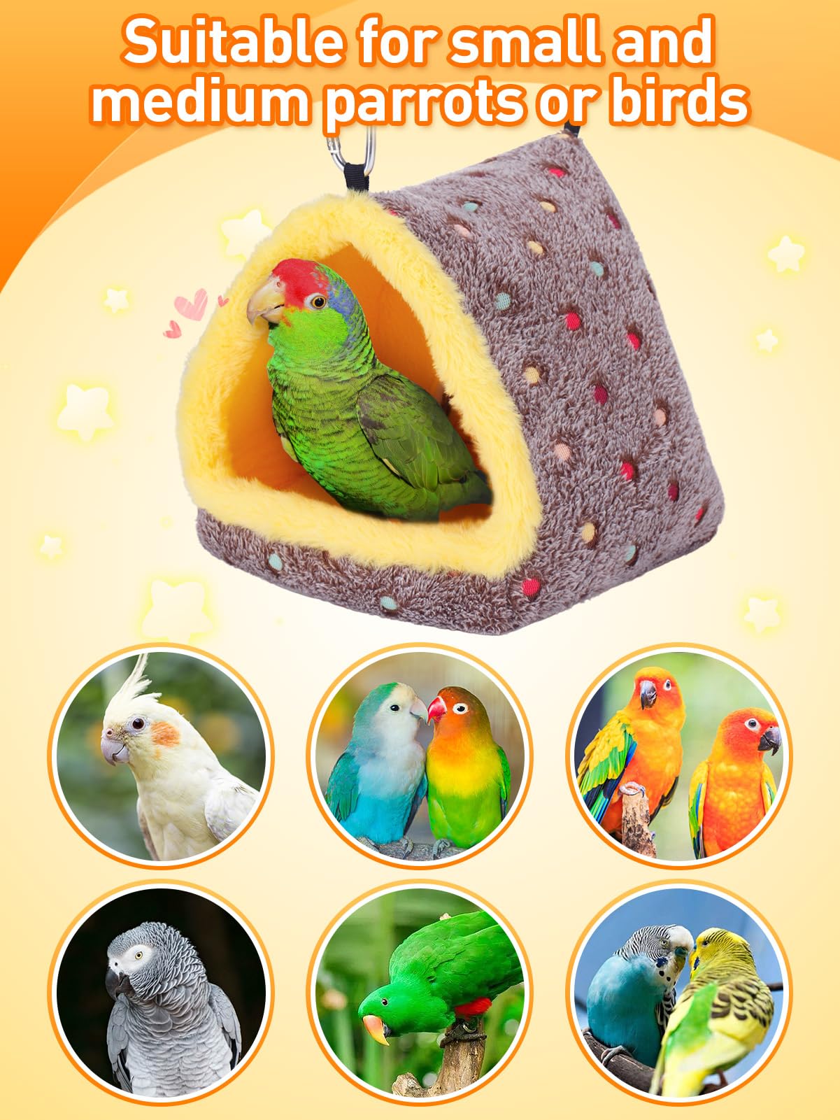 Large Winter Warm Bird Nest House, Comfortable Bird Bed for Cage with Mat, Hanging Hammock Shed Hideaway Hut Gift for Macaws African Grey Amazon Parrots
