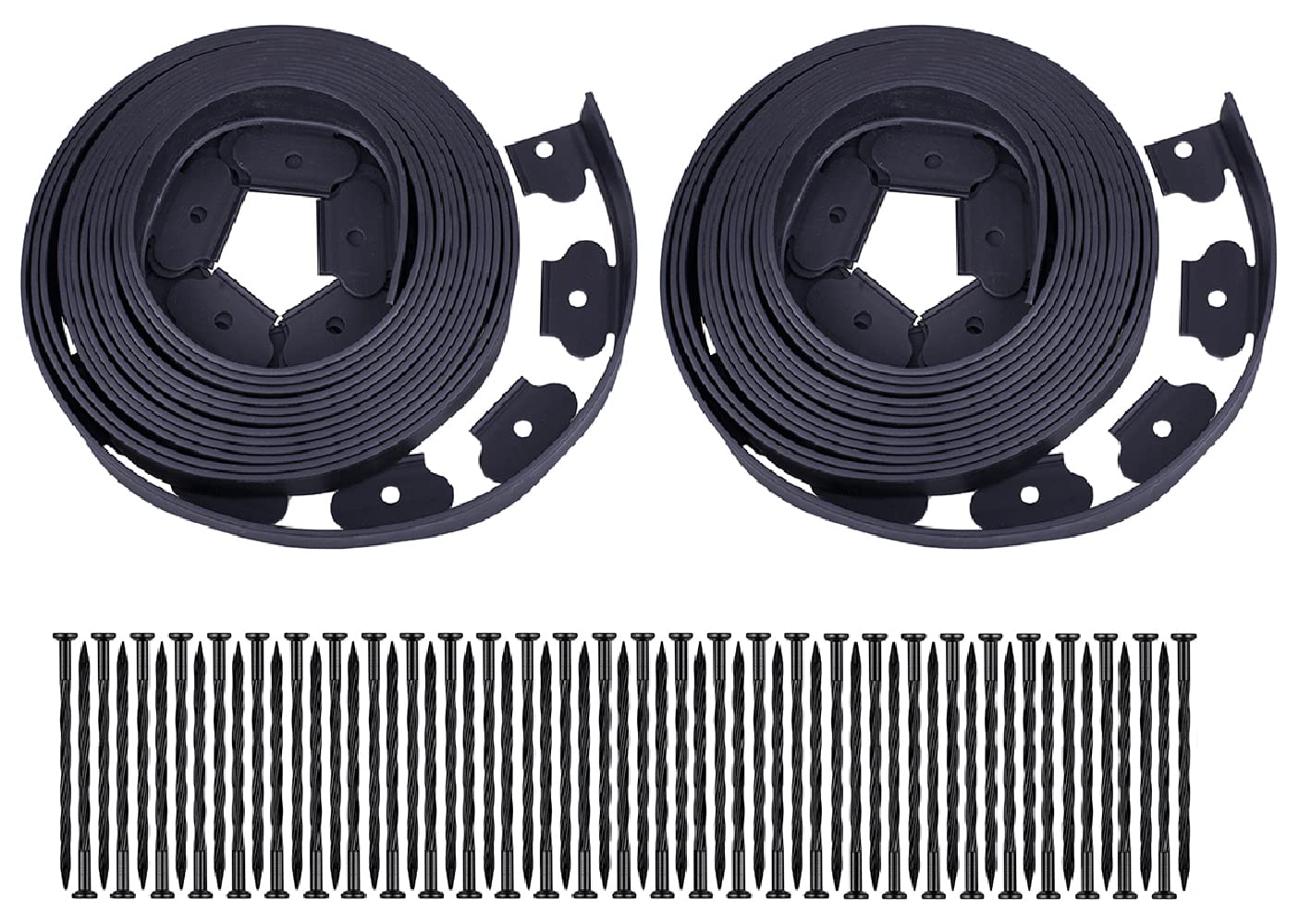 Garden Edging，40ft Landscape Edging with 40 Spikes for Lawn 2 Inch Tall(Black, 40FT)