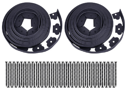 Garden Edging，40ft Landscape Edging with 40 Spikes for Lawn 2 Inch Tall(Black, 40FT)