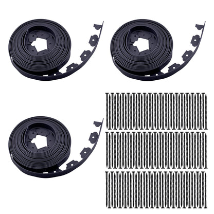Garden Edging，40ft Landscape Edging with 40 Spikes for Lawn 2 Inch Tall(Black, 40FT)