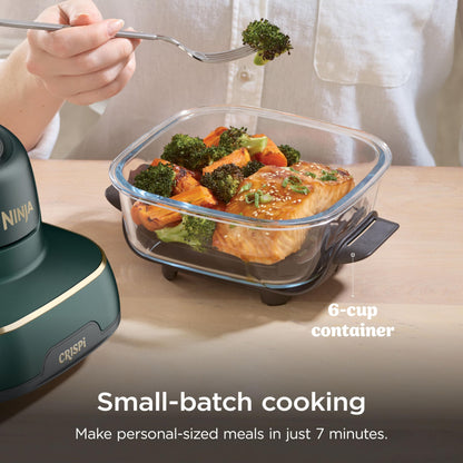 Ninja Crispi 4 in 1 Glass Air Fryer, 450°F, Non Toxic, 4QT and 6 Cup Containers with Lids, Dishwasher Safe, Cyberspace Gray, 1 Count, FN101GY