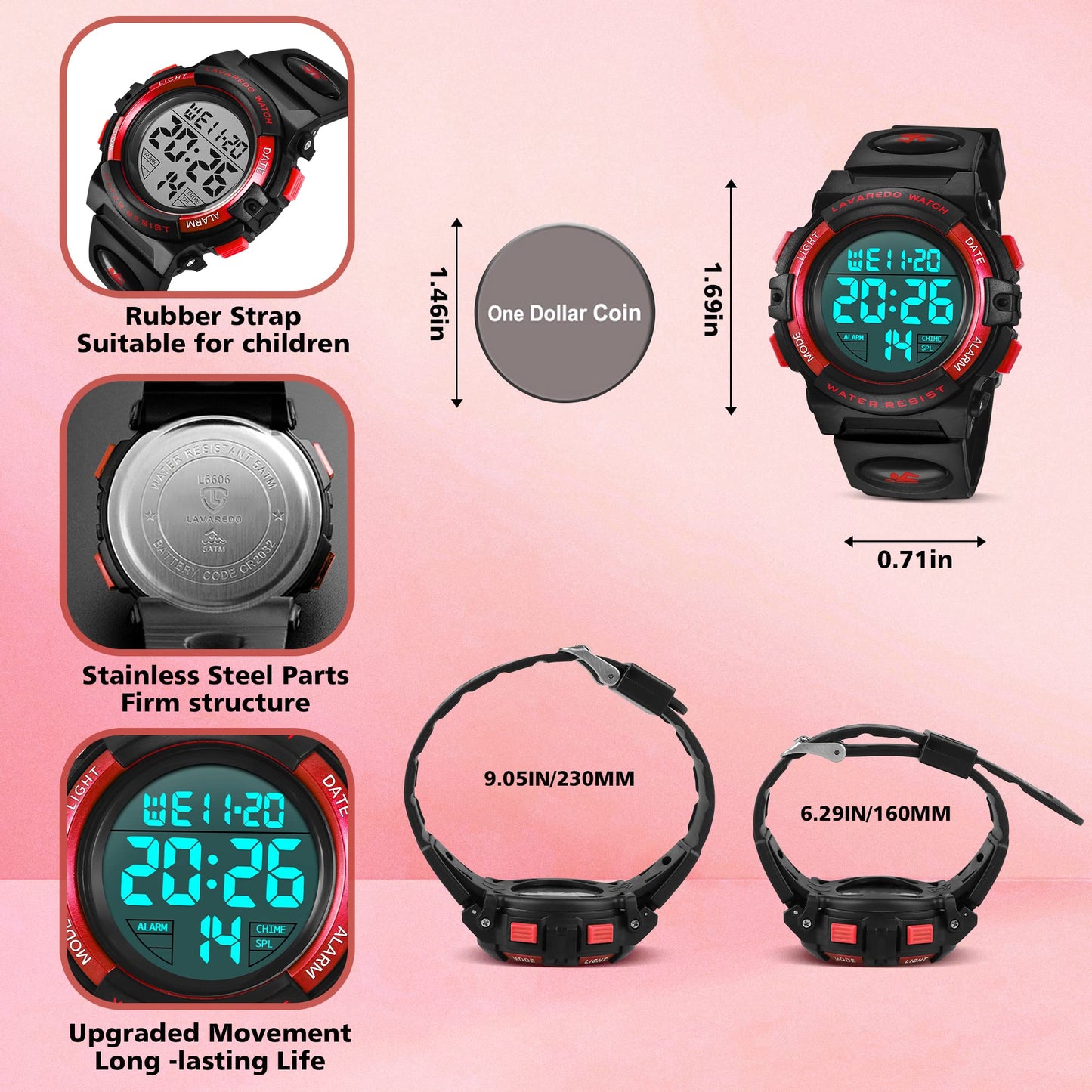 Kids Watch,Boys Watch for 3-15 Year Old Boys,Digital Sport Outdoor Multifunctional Chronograph LED 50 M Waterproof Alarm Calendar Analog Watch for Children with Silicone Band,Kids Gift
