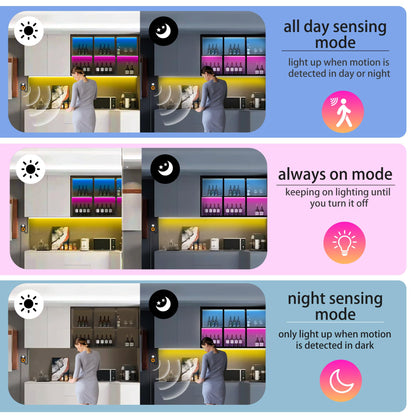 Motion Sensor LED Light Strip 19.68ft Under Bed Lights, RGB 3 Mode Motion Activated Bed Light with Music Sync and Timer, Dimmable Color Changing LED Lights Father Day Gifts