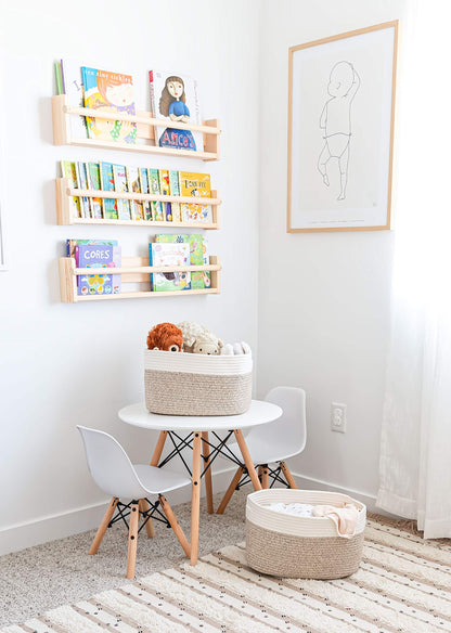 Light Honey Cotton Rope Baskets for Shelves, Set of 3 - 15"×10"×9½" - Woven Storage Baskets for Organizing - Closet, Nursery, Bedroom, Playroom - Toys, Books, Towels, Clothes