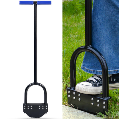 Edger Lawn Tool 41in Border Edger with Tempered Spring Steel Blade Long Rubber Handle Wide Footplate Rustproof Manganese Steel Half Moon Edger for Garden Maintenance