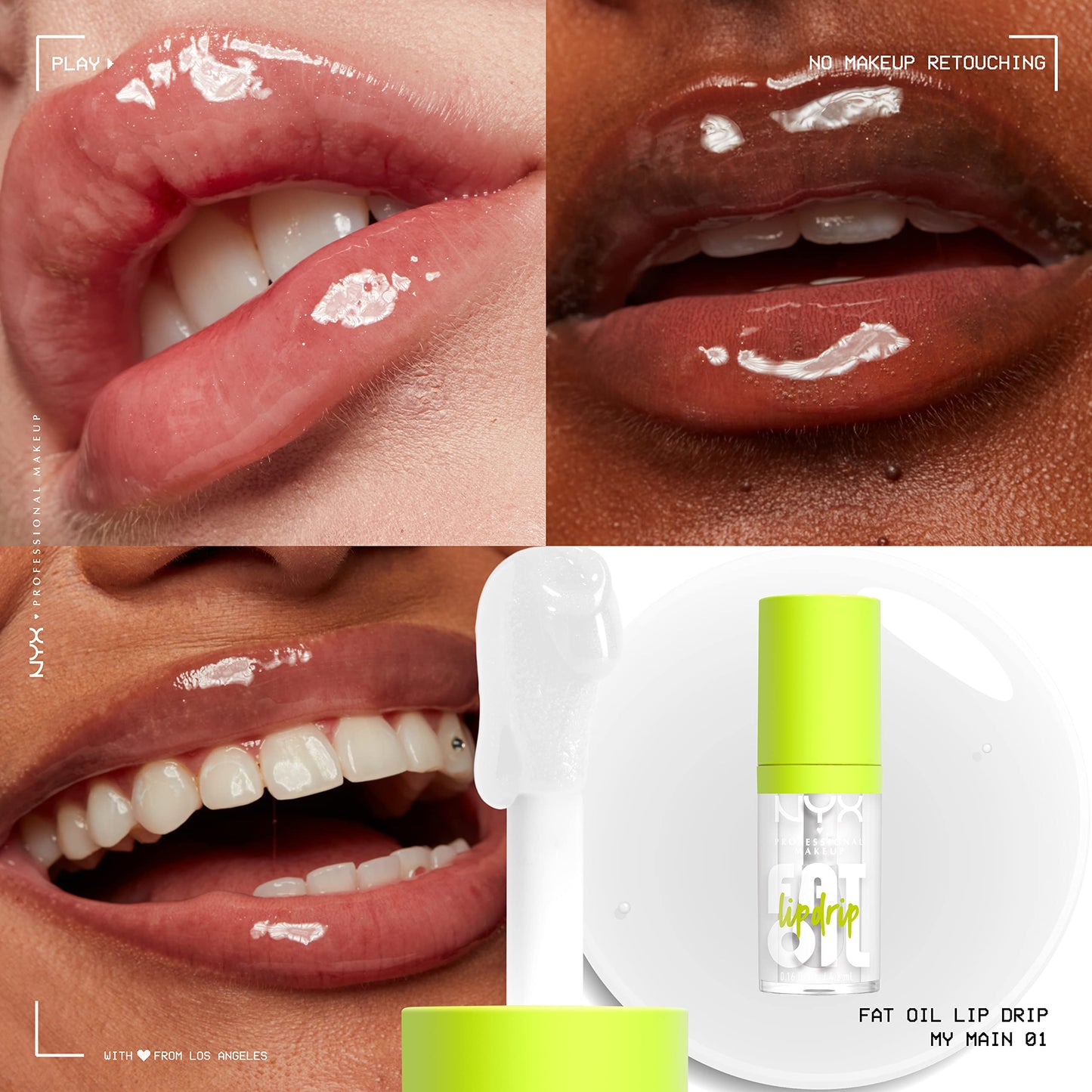 NYX PROFESSIONAL MAKEUP Fat Oil Lip Drip, Moisturizing Lip Oil Gloss, Vegan Tinted Formula, Up to 12 HR Hydration - Supermodel (Shimmering Magenta)